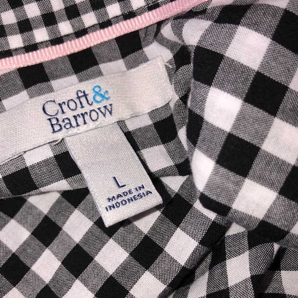 Croft & Barrow large black & white checkered top - Picture 3 of 4
